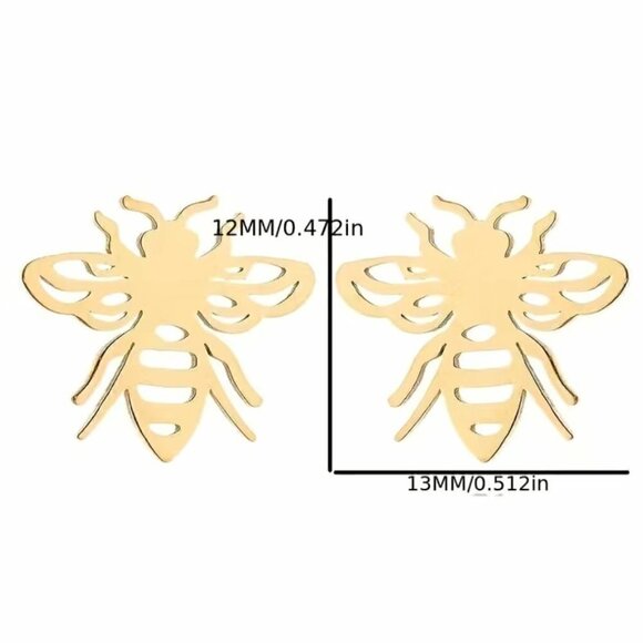 Bumble Bee Stainless Steel Stud Earrings #815 (Color: Rose Gold) - Picture 9 of 12